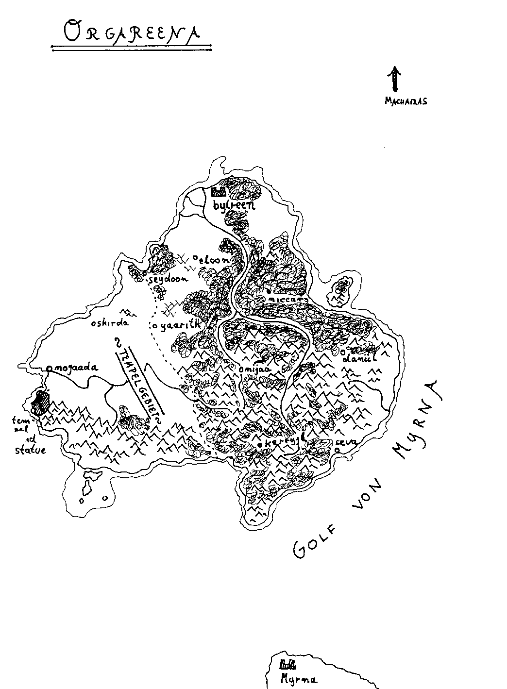 Die Insel Orgareena im Golf von Myrna im Reich Borgon Dyl auf Karcanon Die Insel Orgareena im Golf von Myrna im Reich Borgon Dyl auf Karcanon